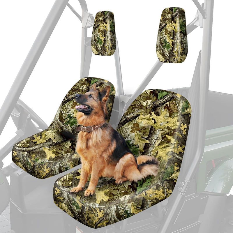 BORDAN UTV Waterproof Seat Cover for 2004-2021 Yamaha Rhino 700 660 450, Heavy Duty 1680D Full Protection Outdoor Camo Seat Cover for UTV(2 PCS) - Image 1